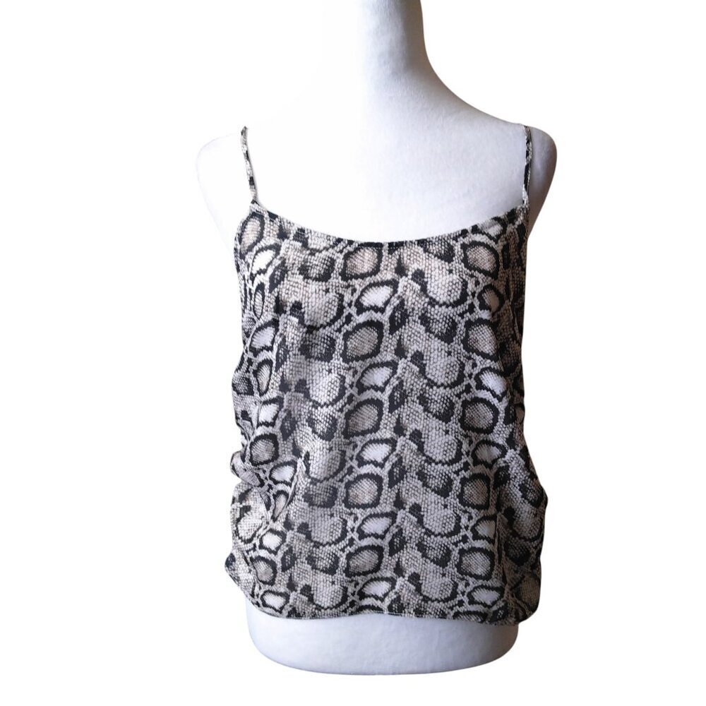 Good American The Ruched Snake Print Cami Size 1/Small Cross Back Top NEW